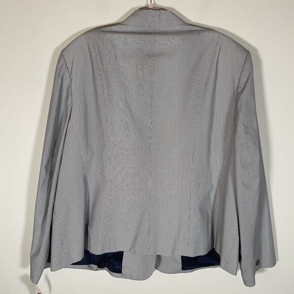 Talbots Plus Blazer Jacket Sz 22W Blue White Striped Office Career Italy NWT New - Picture 2 of 12